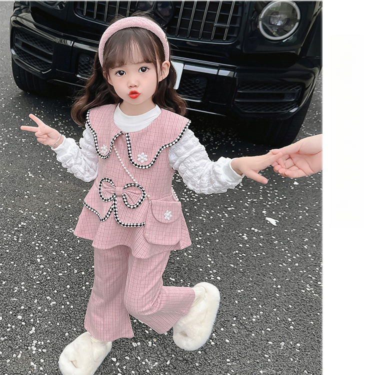 女童秋装新款套装女童小香风休闲长袖女宝宝洋气小童三件套潮