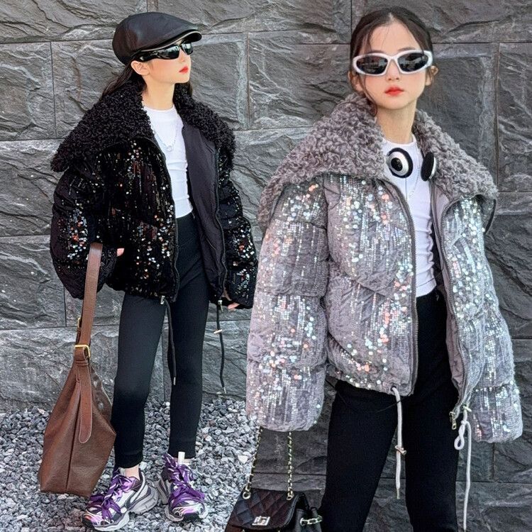 女童棉服外套加厚保暖秋冬新款时尚潮流中大童洋气韩棉衣棉袄学生
