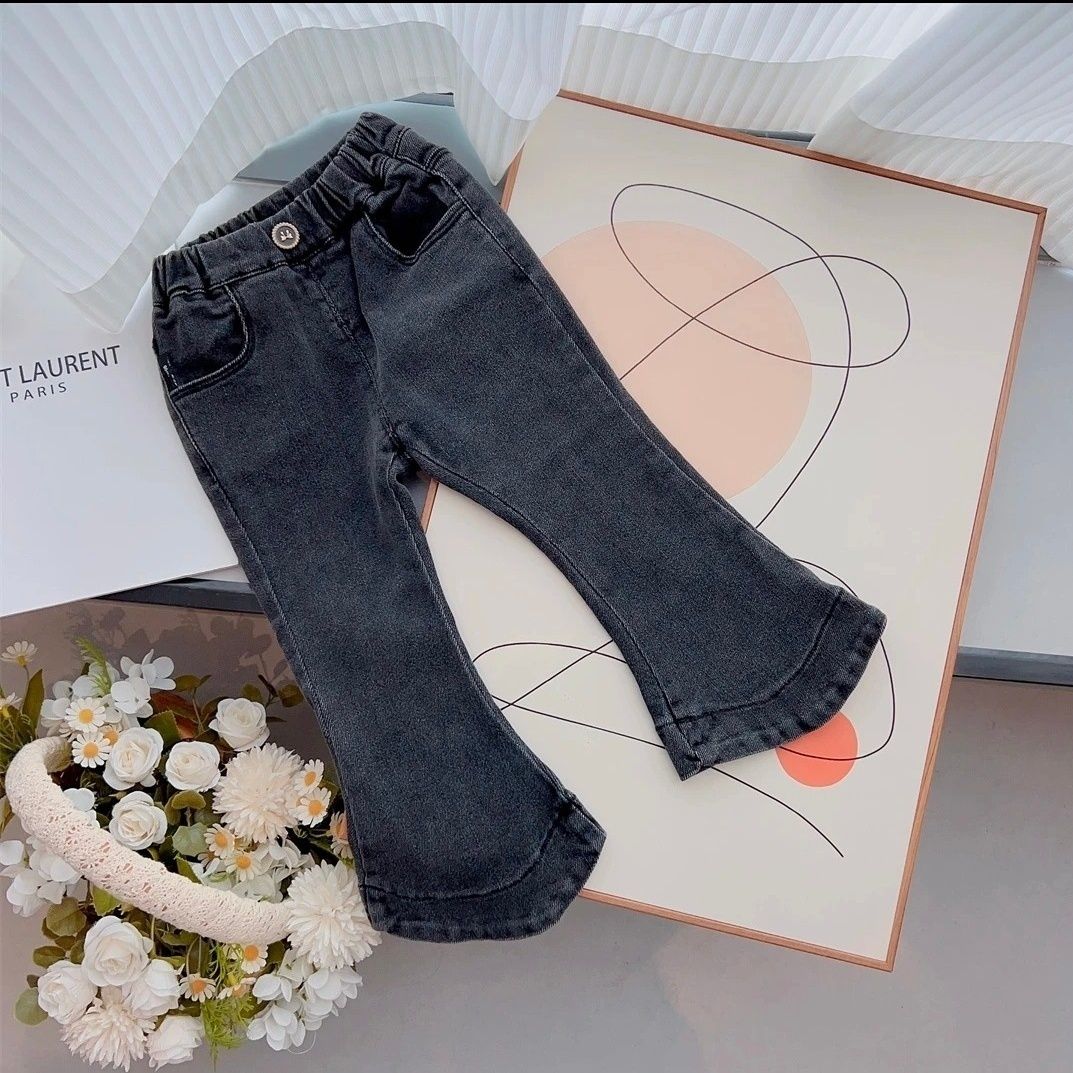 童装女童裤子韩版喇叭裤洋气时尚黑色马蹄裤