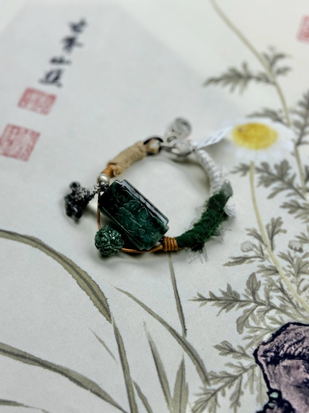 925银布艺手链 S925纯银 个性皮绳手链手串
