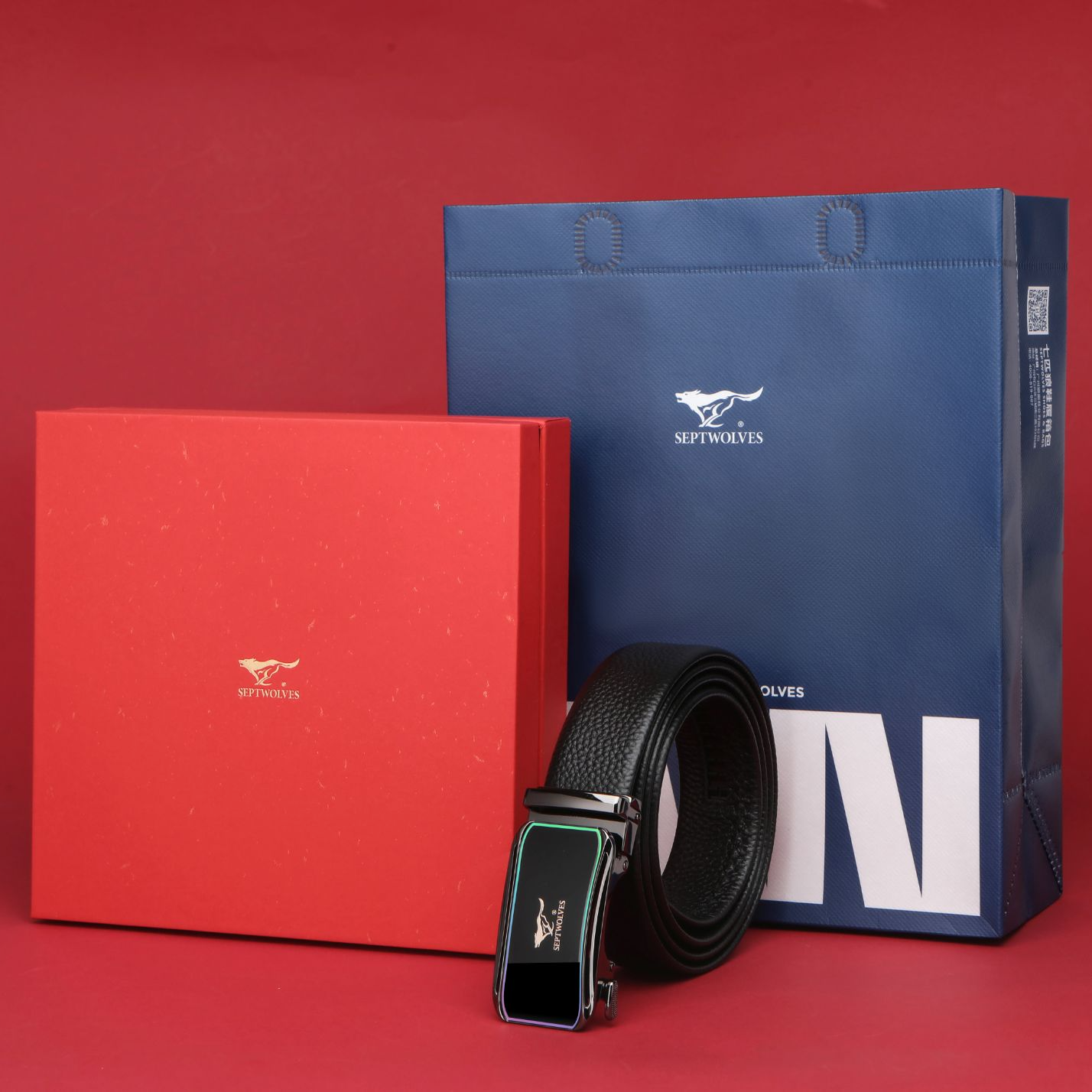 七匹狼皮带男士正品真皮高档2024新款爸爸男款牛皮腰带自动扣裤带