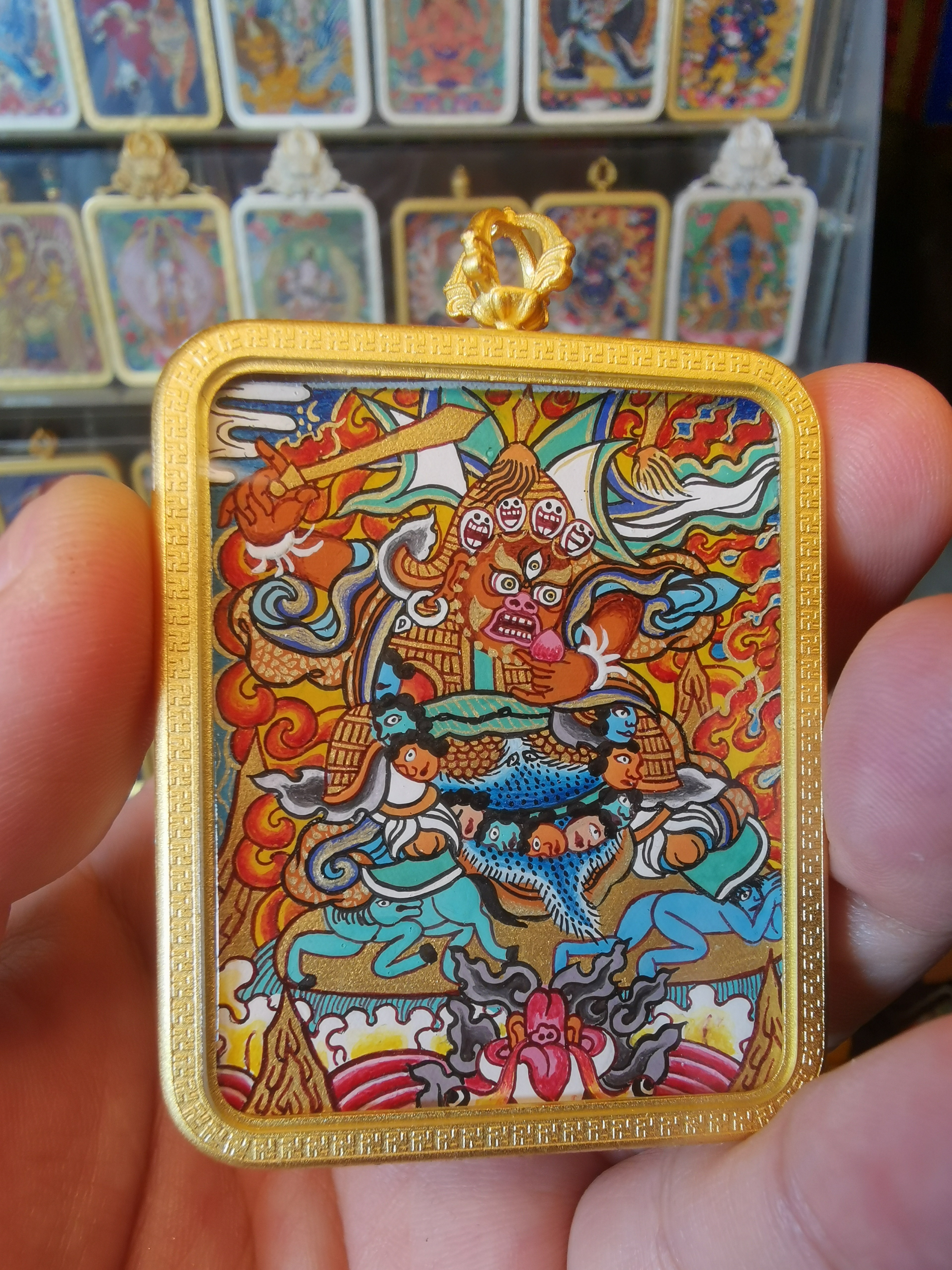 热贡手绘唐卡 大红司命主