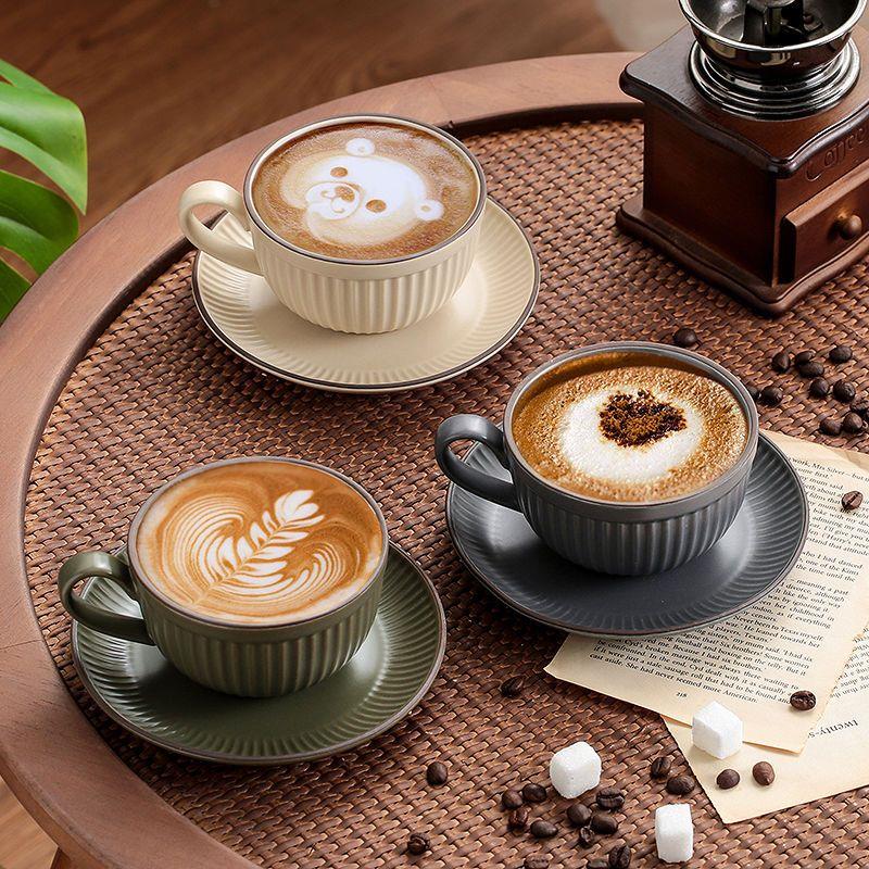 欧式小奢华咖啡杯碟勺挂耳ins风陶瓷拿铁拉花杯复古下午茶杯水杯