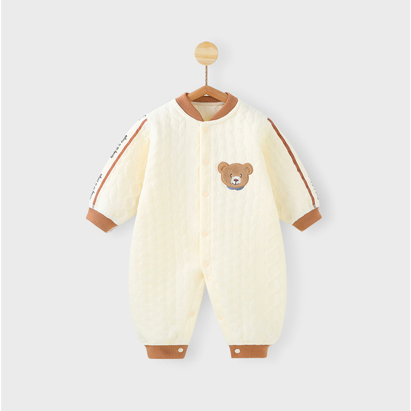 婴儿连体衣春秋款早春打底宝宝长袖哈衣保暖加棉新生儿薄棉外出服