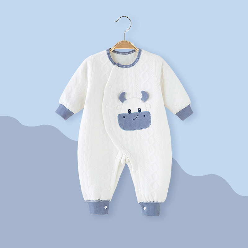 婴儿连体衣春秋季宝宝秋装夹棉保暖秋款外出服哈衣爬服新生儿衣服