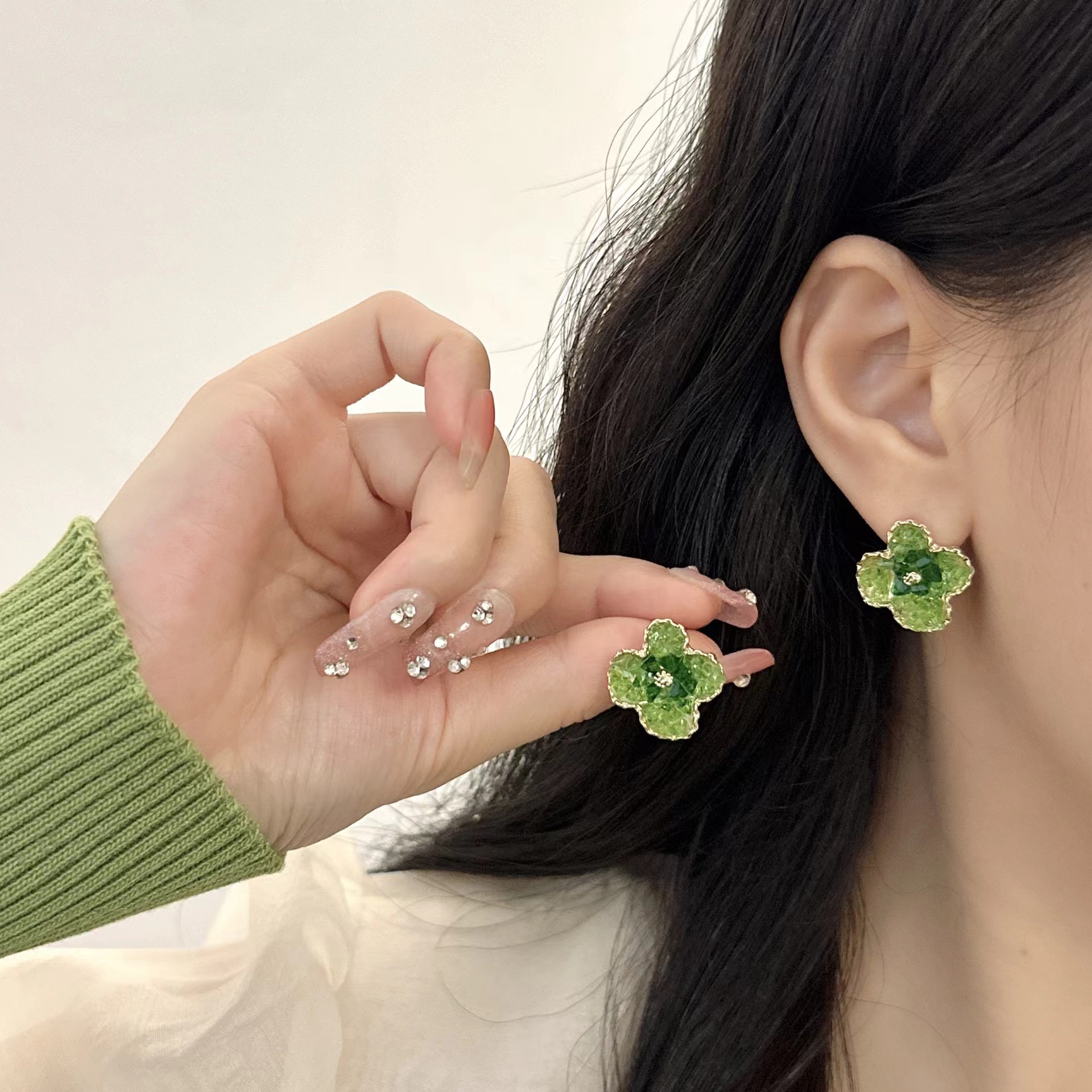 铜合金耳饰 绿野仙踪花朵气质耳饰夏日小清新设计感百搭耳钉1966