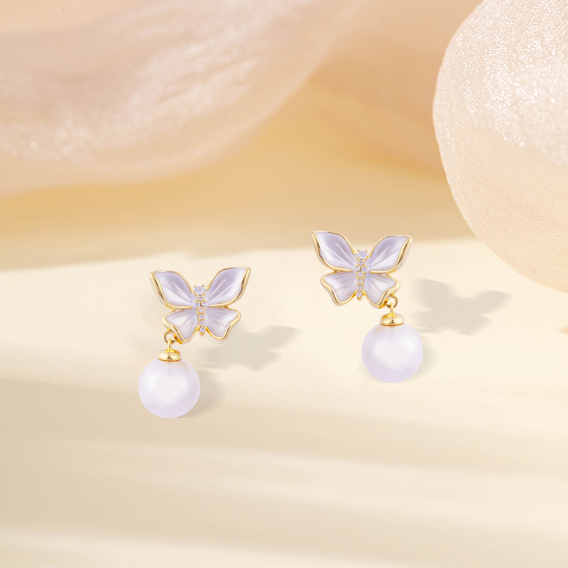 铜合金耳饰 时尚简约设计师款气质轻奢百搭蝴蝶精致耳饰~3573