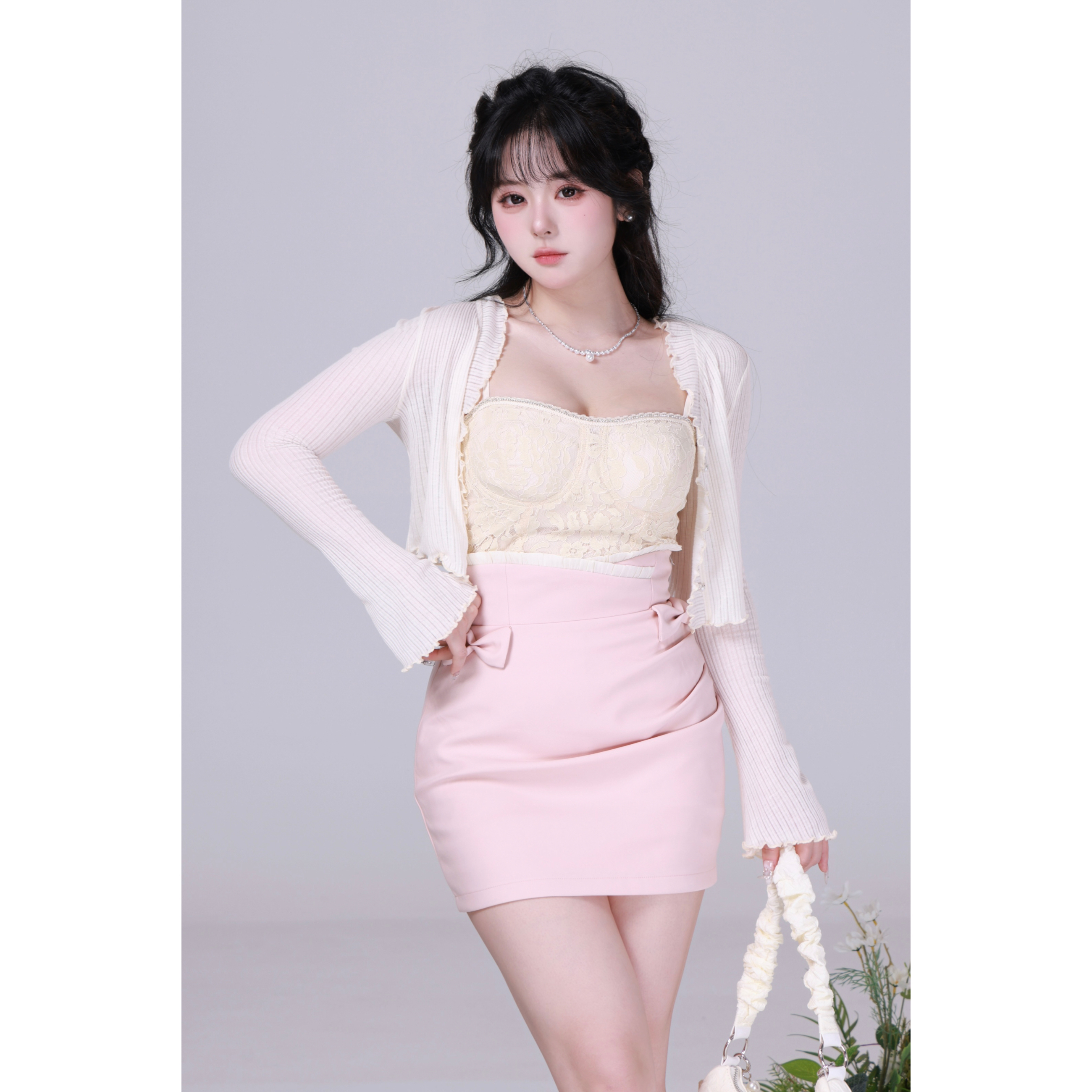 清清MengFairy 【奶油小草莓】纯欲蕾丝带胸垫修身吊带女背心2614M