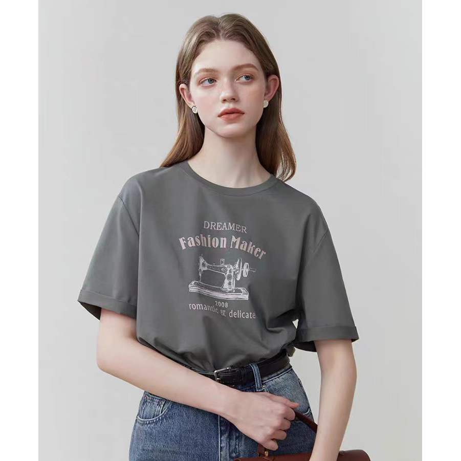 LISA.LISA门店399！大厂同款~休闲圆领个性印花短袖女式T恤L41634