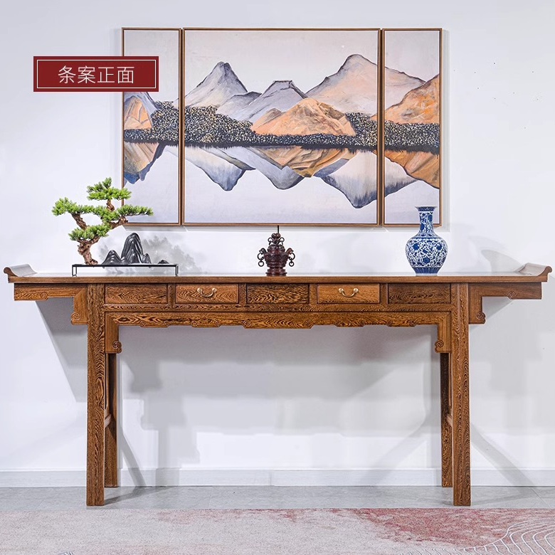 原木家具红木家具鸡翅木中堂条案实木翘条案供桌中式供台红木条案