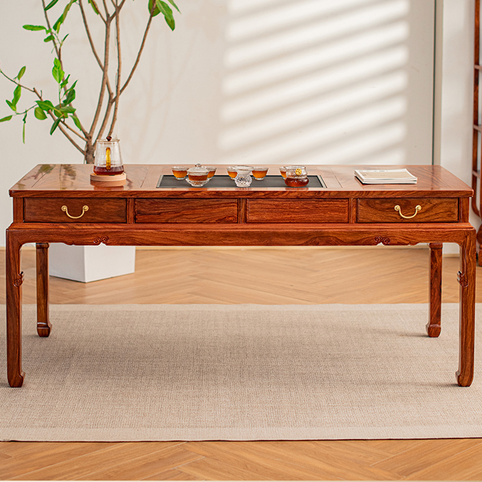 红木茶桌椅组合新中式花梨木泡茶桌实木茶台刺猬紫檀功夫茶几禅意