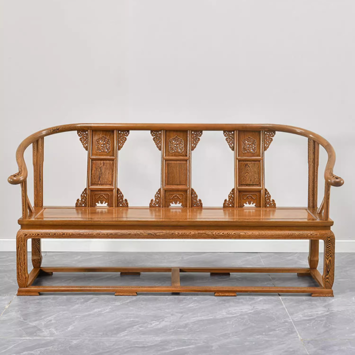 红木沙发三人位鸡翅木圈椅子中式实木客厅仿古家具原木皇宫沙发椅