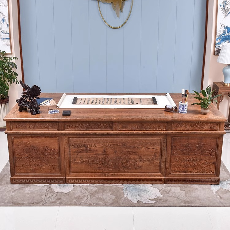 红木家具鸡翅木老板办公桌实木书桌仿古中式电脑桌1.6米办公桌