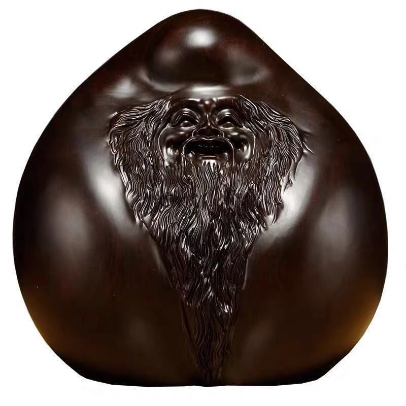 黑酸枝雕寿星摆件寿桃实木雕刻家居装饰送长辈祝寿生日送礼工艺品