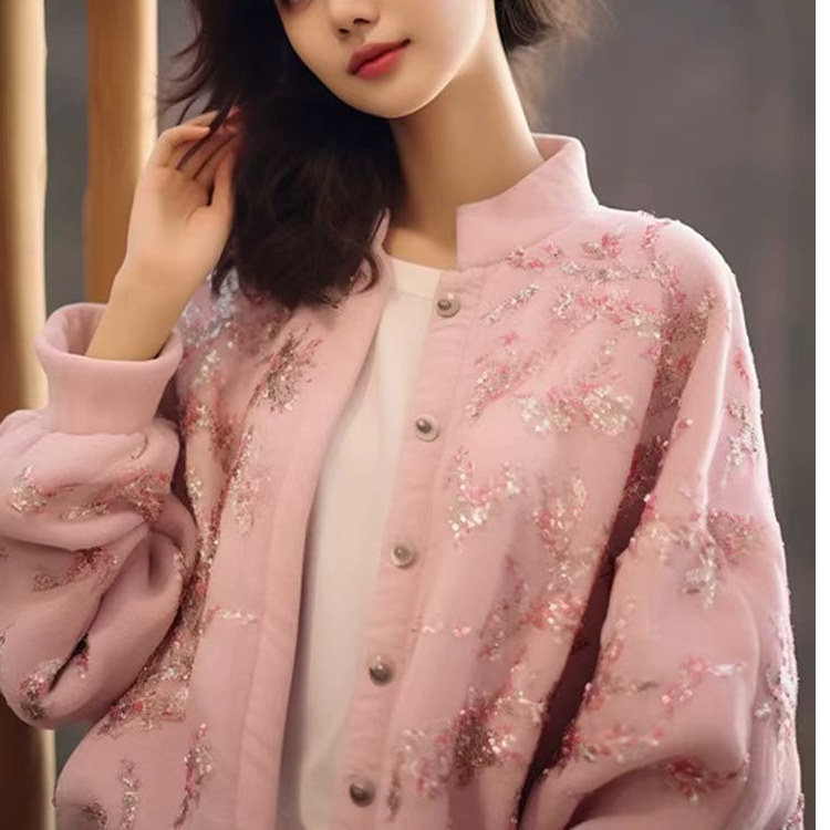今年流行的独特超好看粉色小香风短款国风外套2024新款女装早秋季