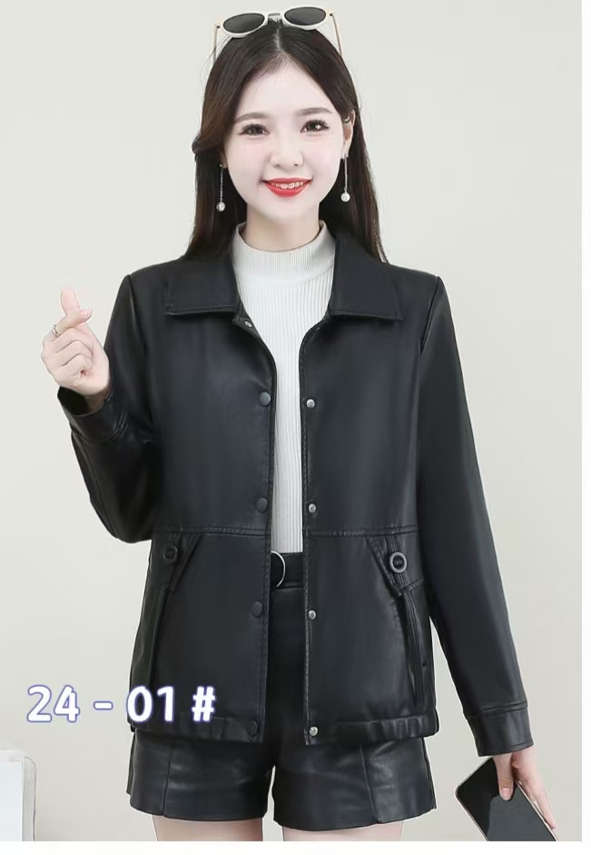 春秋冬皮衣外套女短款中年妈妈装休闲简约上衣海宁新款时尚皮夹克