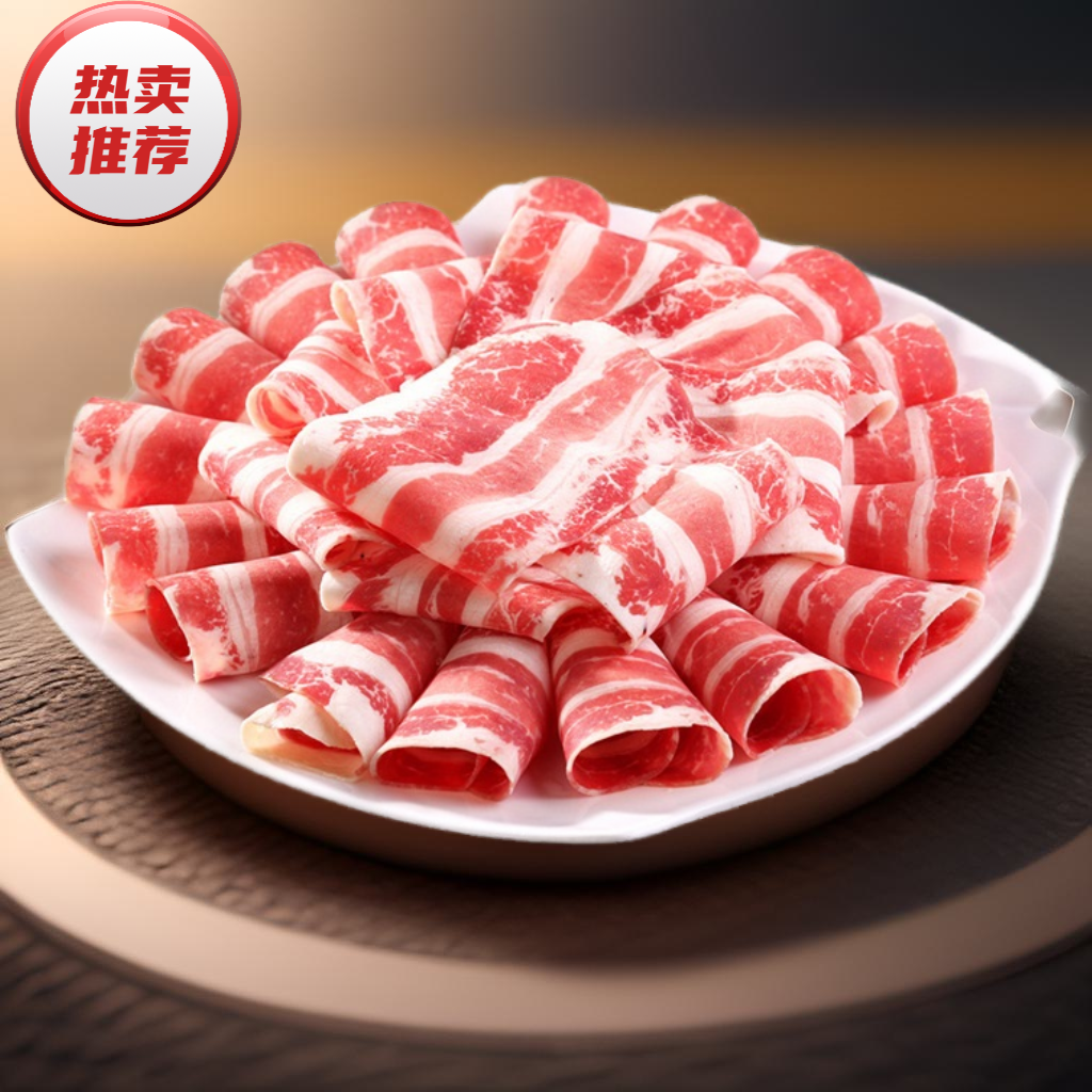 精选羊肉卷新鲜羔涮羊肉火锅食材羔羊肉卷新鲜小肥羊卷火鲜嫩好吃