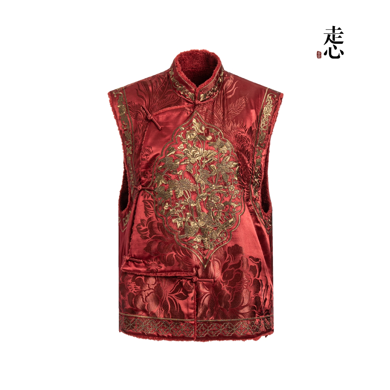 【金漆潮雕】手工苗绣秋冬厚款羊羔毛马甲24ZMJ4068