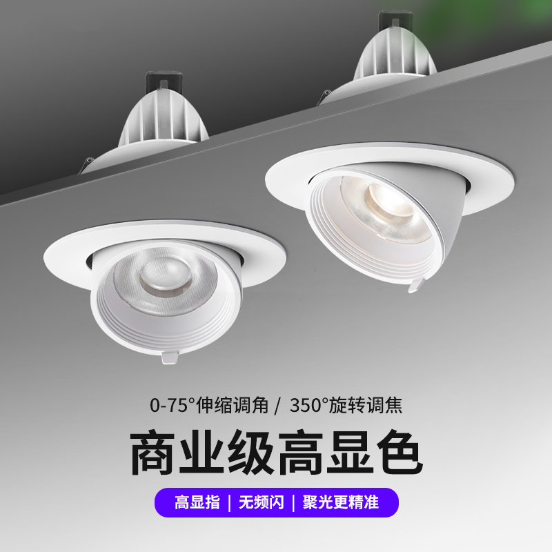 象鼻灯cob嵌入式led射灯明装超亮角度天花商用店铺会展服装专用灯