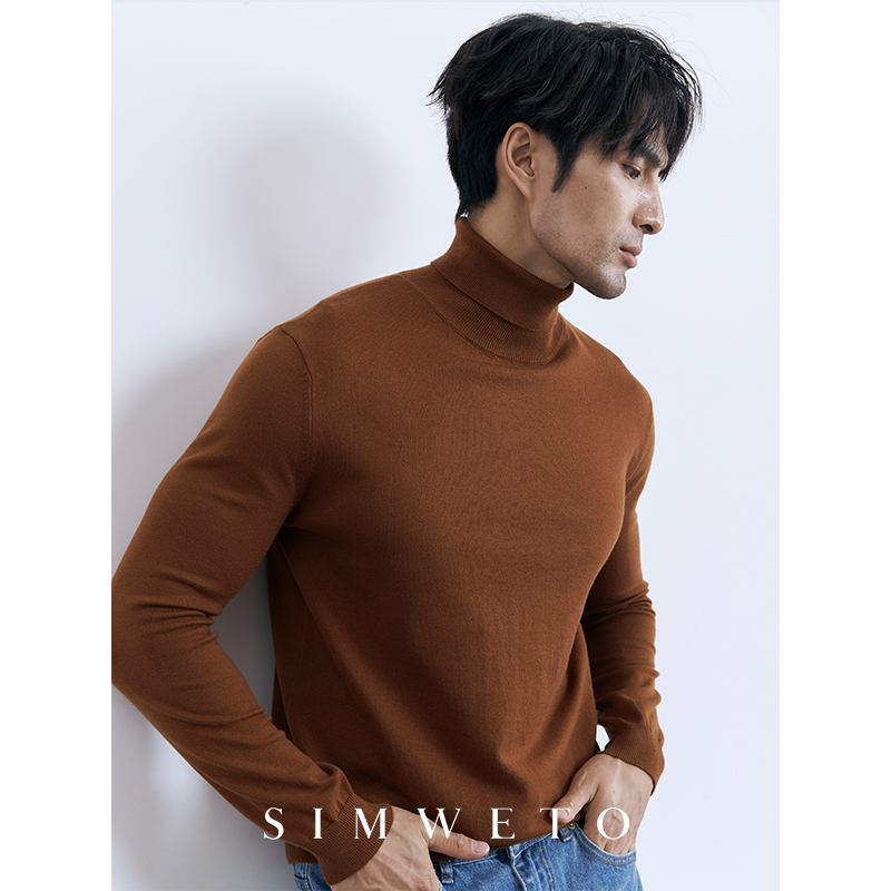 秋冬舒适保暖 羊毛高领毛衣黑色套头休闲商务冬季针织羊毛衫男士