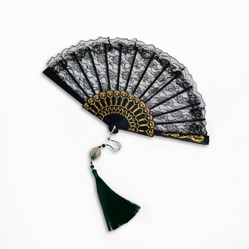 蕾丝旗袍扇古风扇复古风国风中国风折叠复古扇子拍照花扇女士扇形