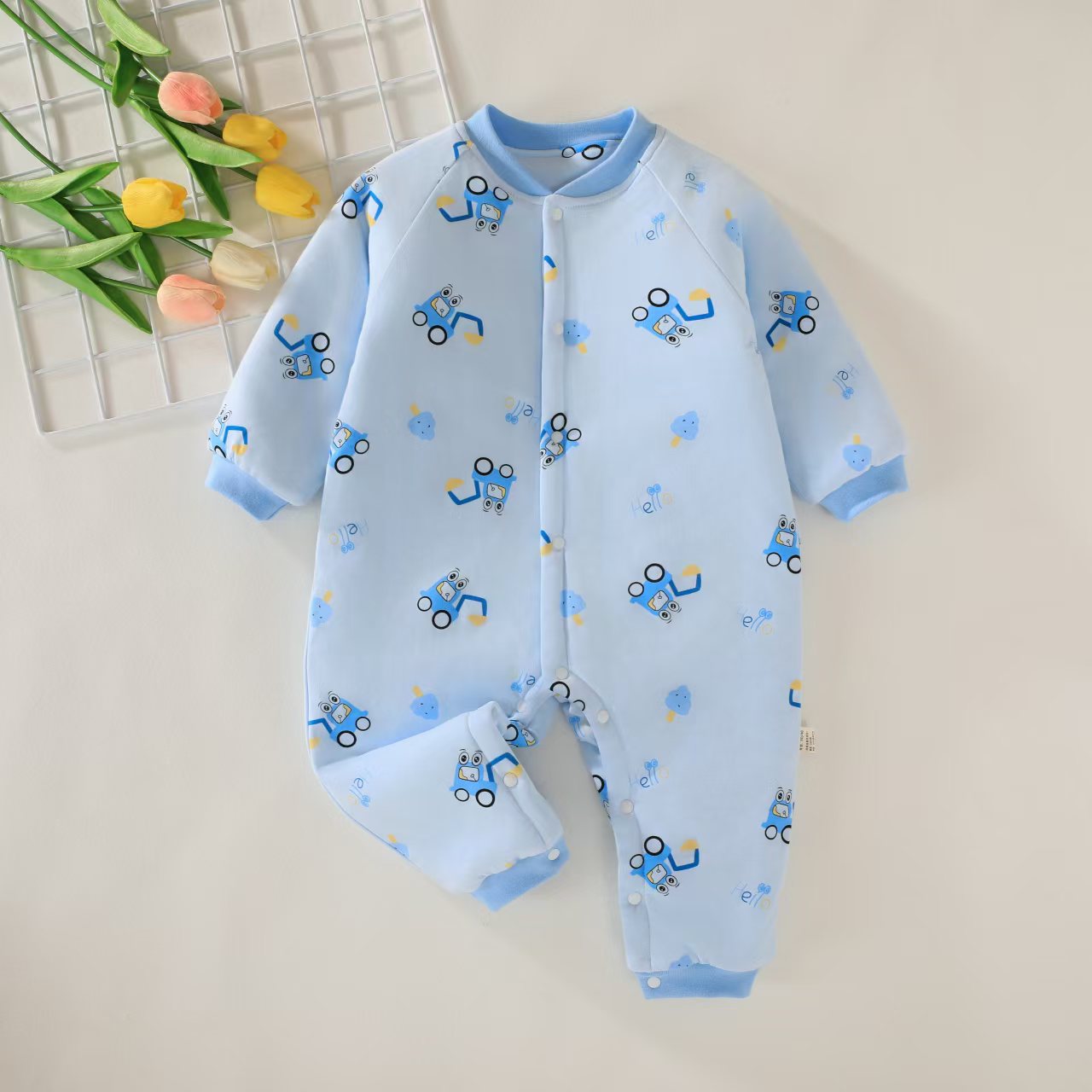 【断码清仓】120克新生儿夹棉连体衣可内搭男女宝宝哈衣爬服