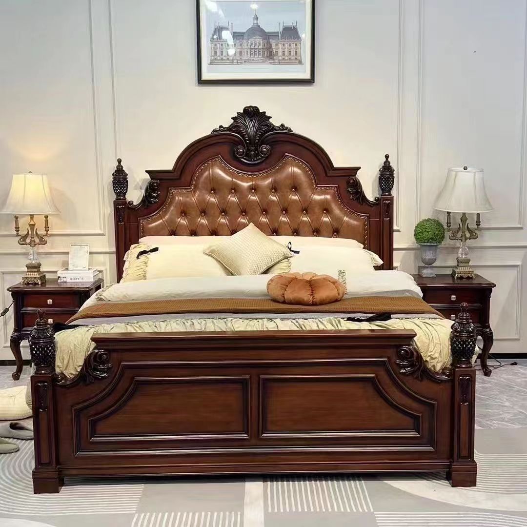 美式实木床主卧室大床1.8米双人床婚床高档实木床别墅大床2米