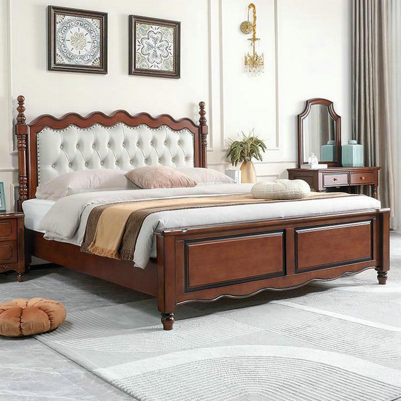 美式公主床实木床1.8米双人床主卧大床现代简约床橡木床婚床