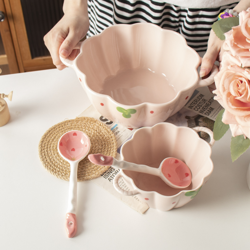 草莓可爱陶瓷双耳南瓜大汤碗家用2023新款螺蛳粉面碗水煮鱼汤盆