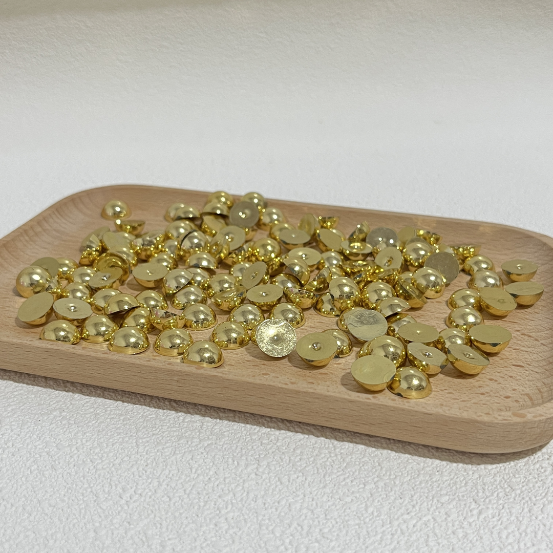 【87号】金银半面珠贴片脚钉手工diy配件
