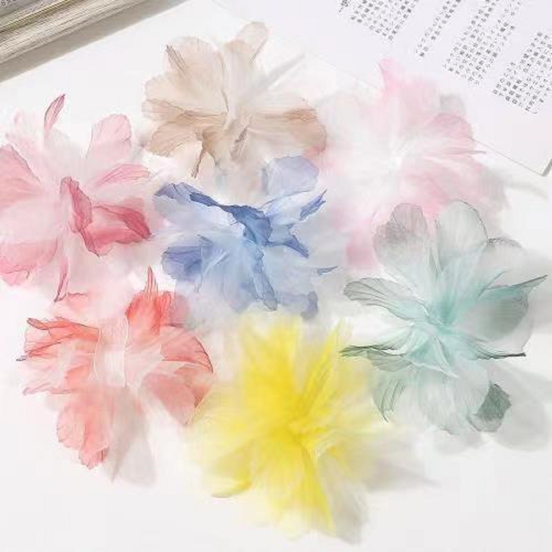 【83号】彩色薄款欧根纱DIY手工渐变花朵饰品