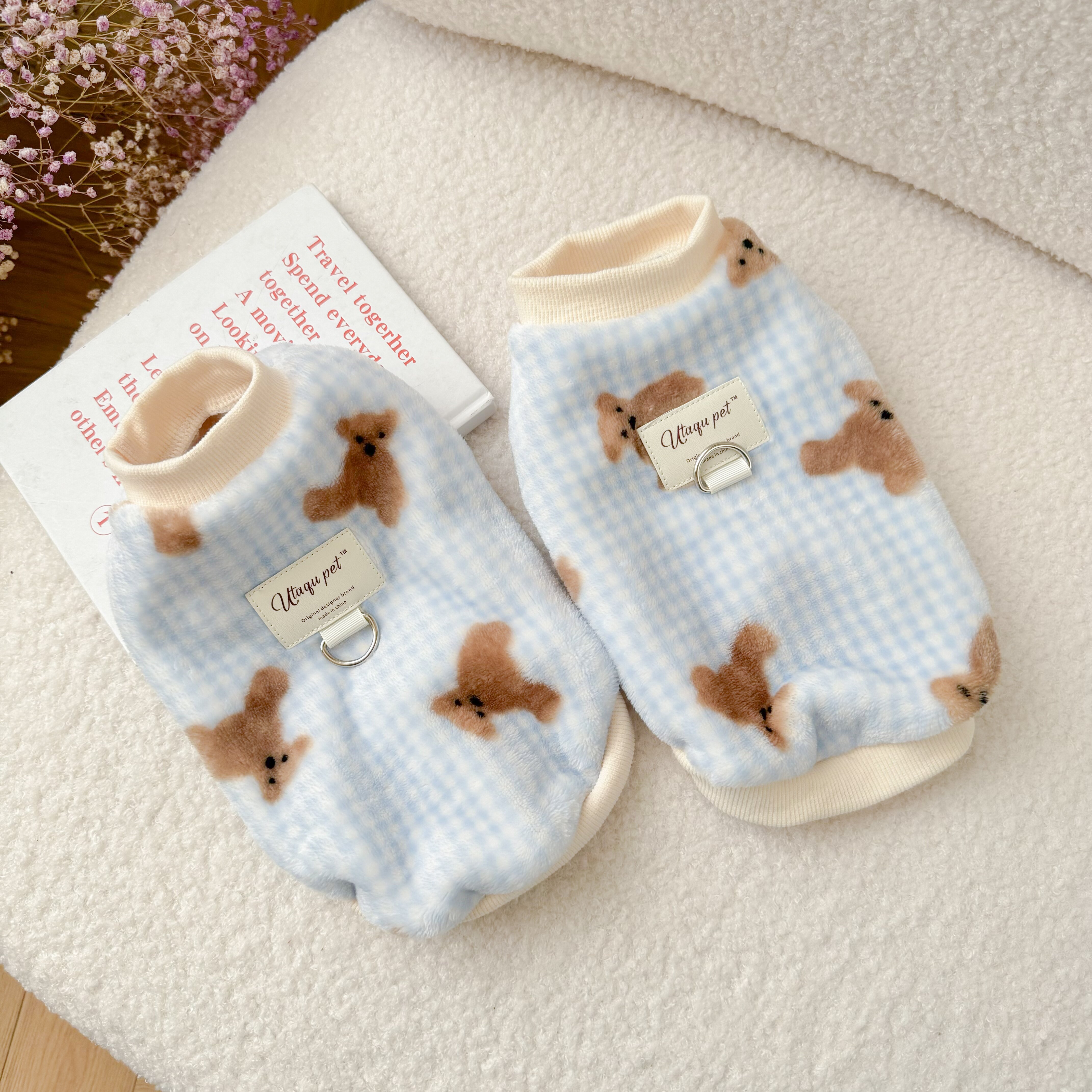 UTAQU/优它趣原创宠物狗狗猫咪衣服双面法兰绒背心马甲小熊ins风