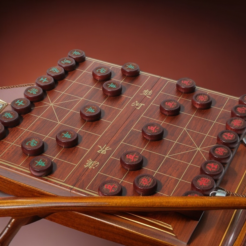 中国象棋实木材质红花梨黑檀缅花带木质大号折叠高档棋盘象棋棋盘
