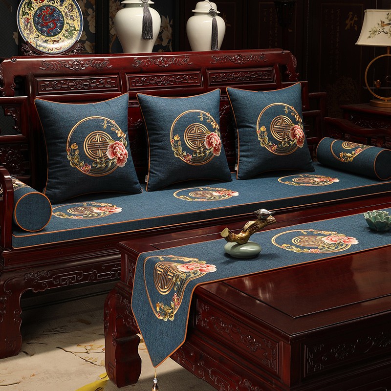 【定制专拍】新中式罗汉床五件套垫沙发垫四季通用实木家具