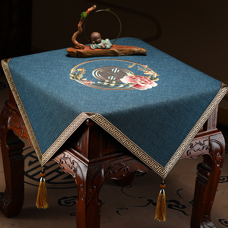 中式红木沙发边柜盖布四季通用防尘布电视柜床头柜鞋柜中国风盖巾