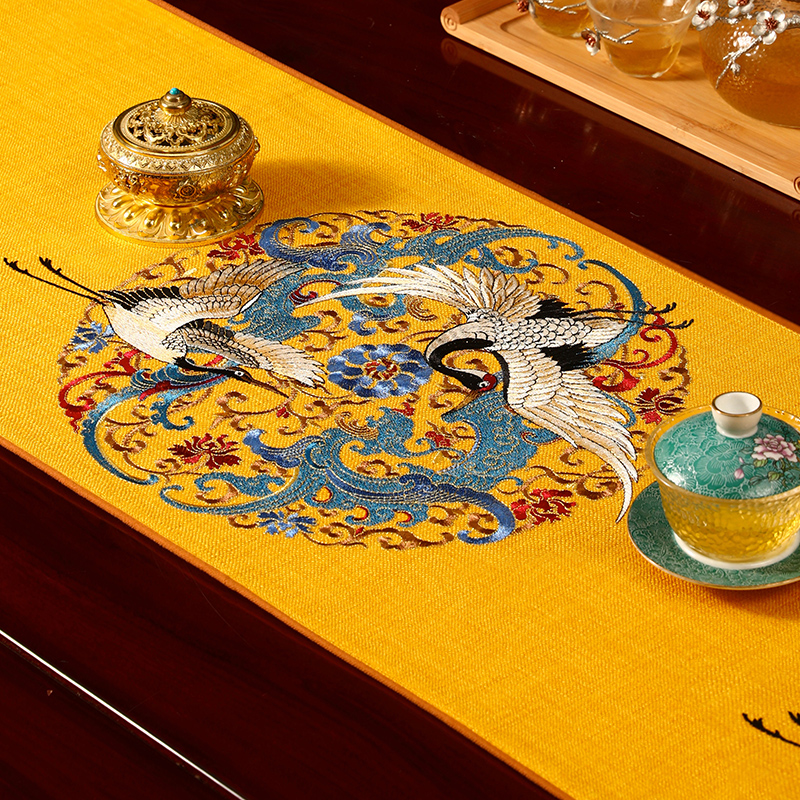 新中式防水桌旗轻奢高端茶桌布茶几垫布定制玄关装饰布电视柜盖布