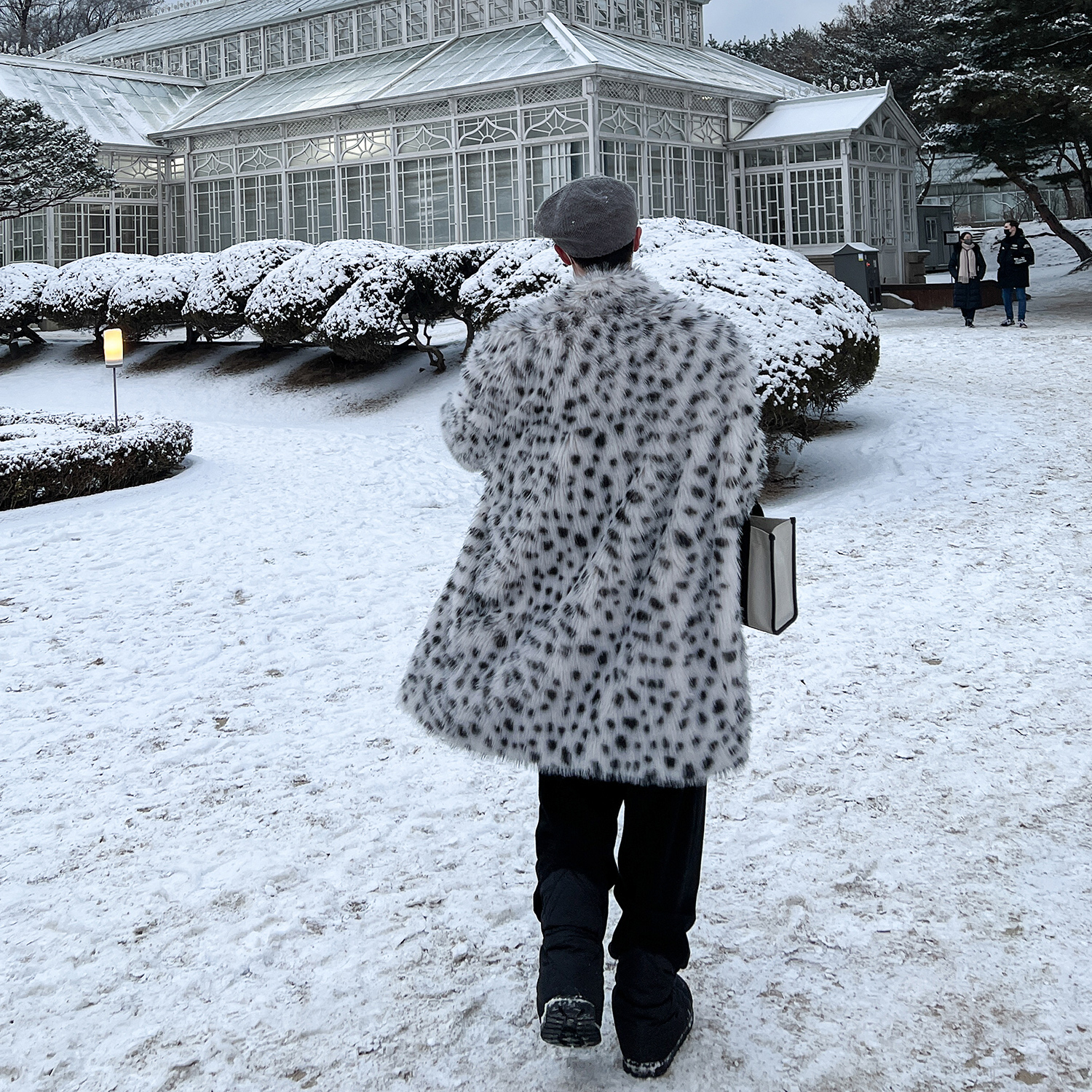 高林凡 雪豹仿皮草外套中长款气质韩版人造毛绒毛毛加厚休闲大衣