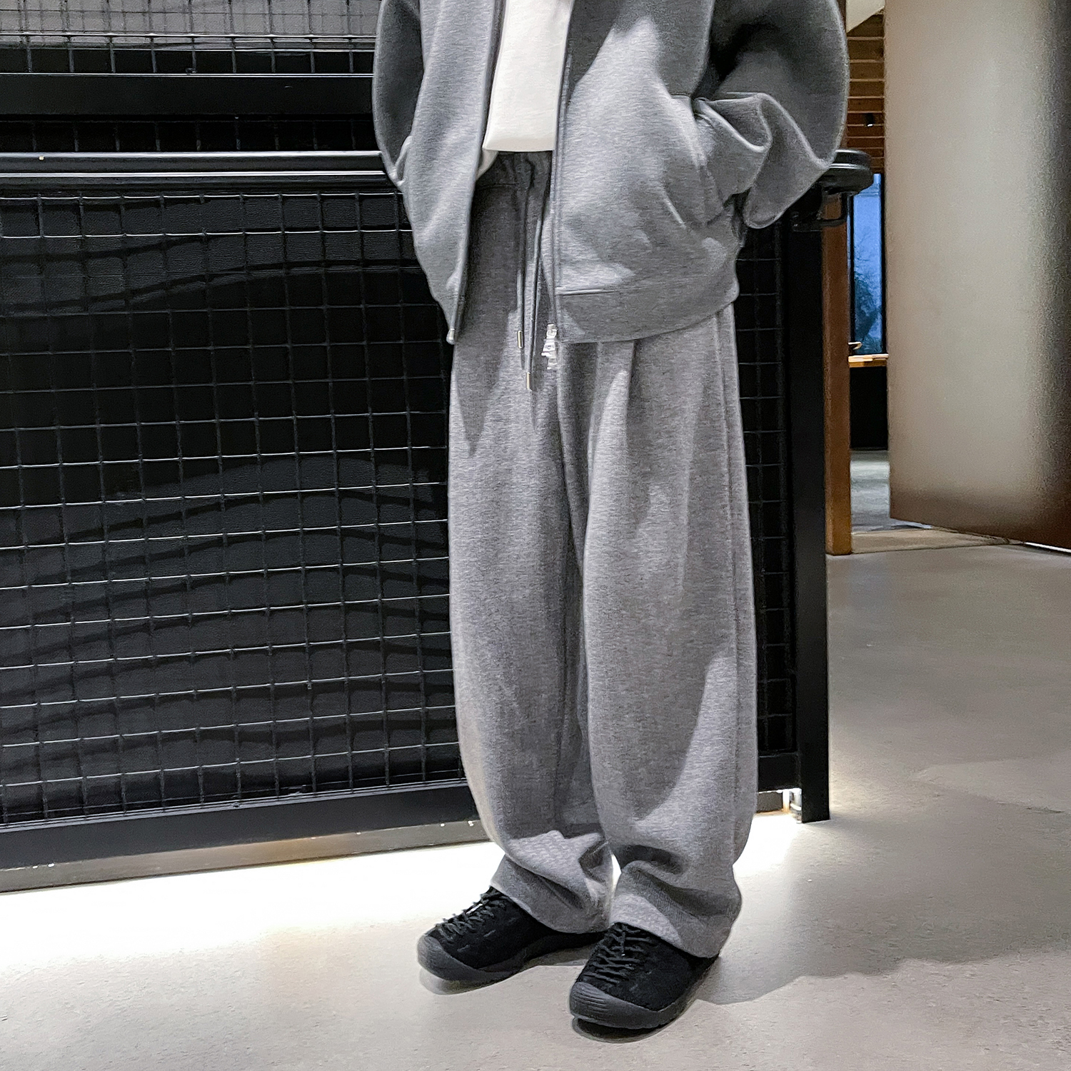 高林凡 韩版松紧腰百搭长裤男秋冬加厚休闲宽松直筒系带阔腿裤