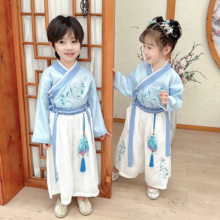 儿童汉服男童中国风古装表演服书童国学服小学生唐装演出服