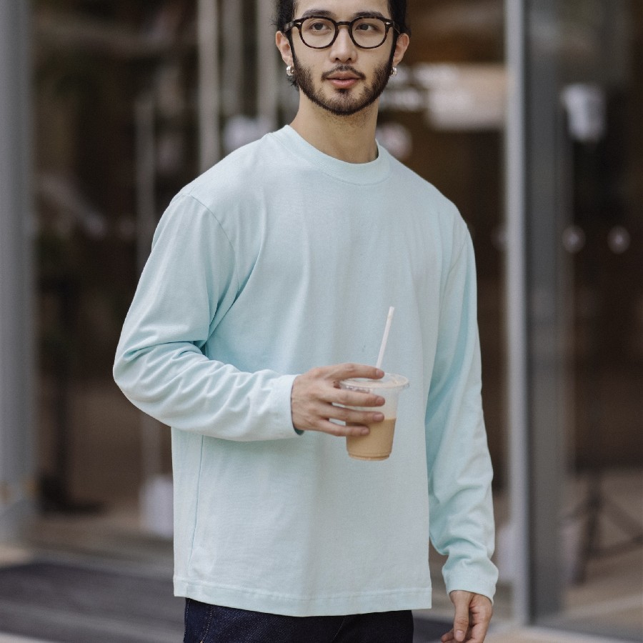 加厚T恤男士长袖T恤 纯色光板 面料有丝滑凉爽感