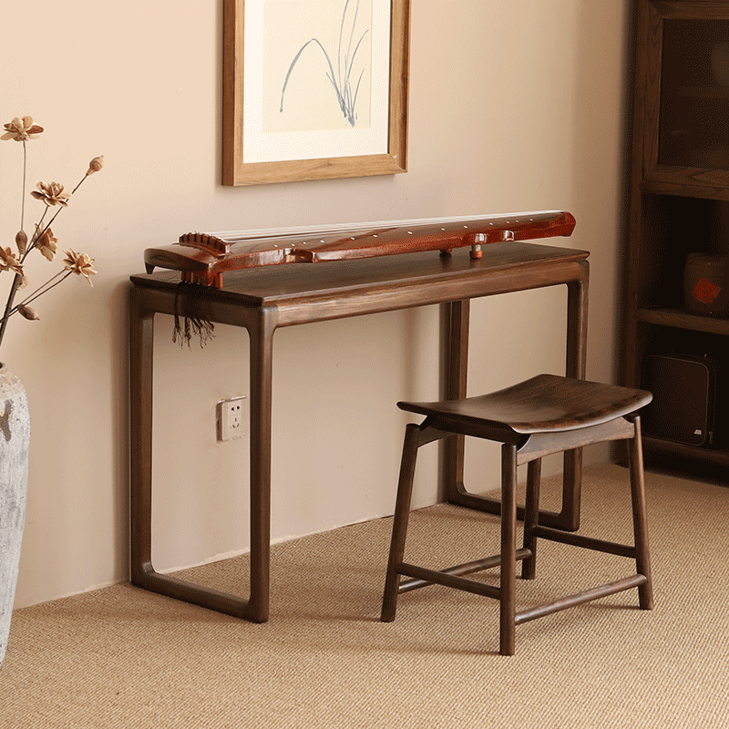 榆木新中式仿古琴桌古琴古筝桌共鸣琴架子 禅意实木国学桌 书法桌