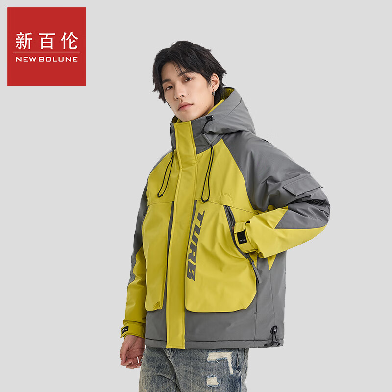 新百伦秋冬款工装连帽羽绒服男女同款保暖户外防寒情侣款休闲外套