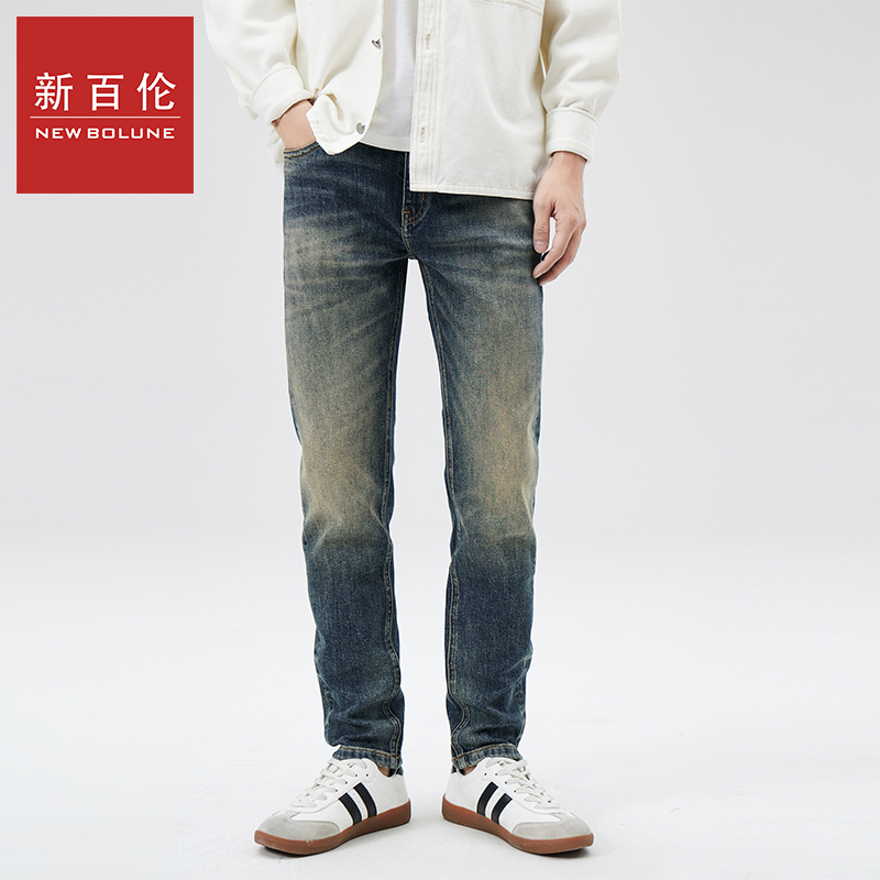 新百伦高档牛仔裤男士秋冬新款宽松小直筒休闲百搭韩版潮流长裤男