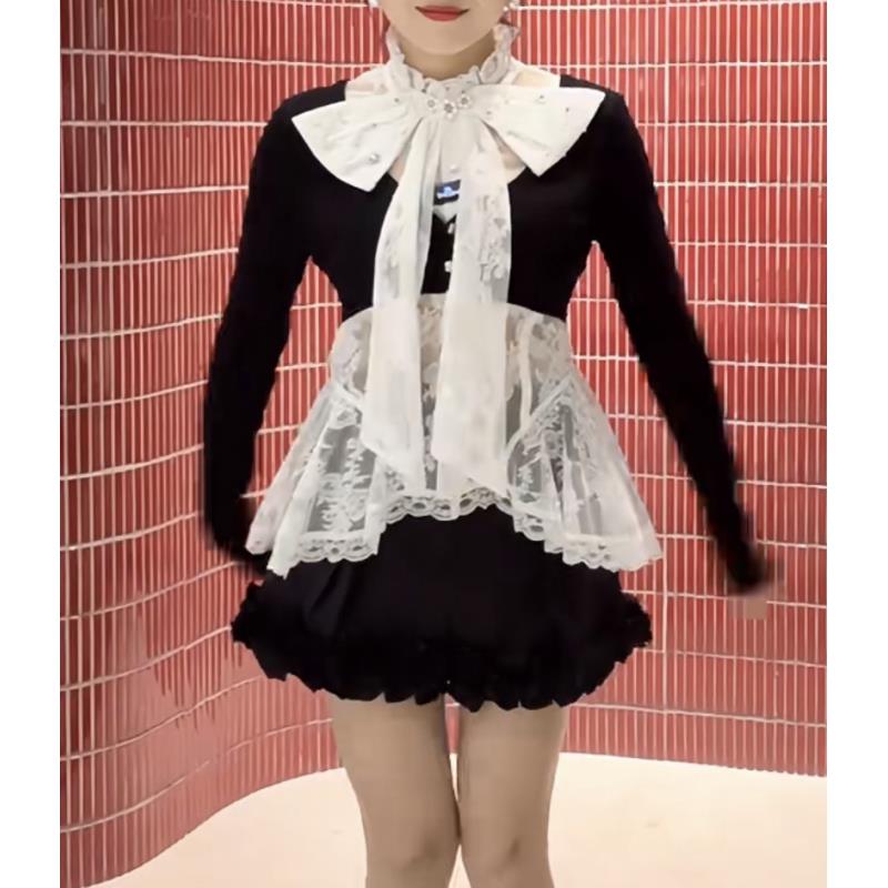 辰辰辰小店3小香风蝴蝶结宽松外套半裙打底衫