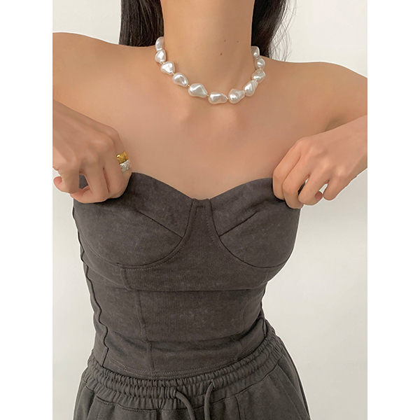 周淼ZHOUMIAO小众辣妹显瘦抹胸上衣阔腿裤时尚套装女ZM23Z5005J