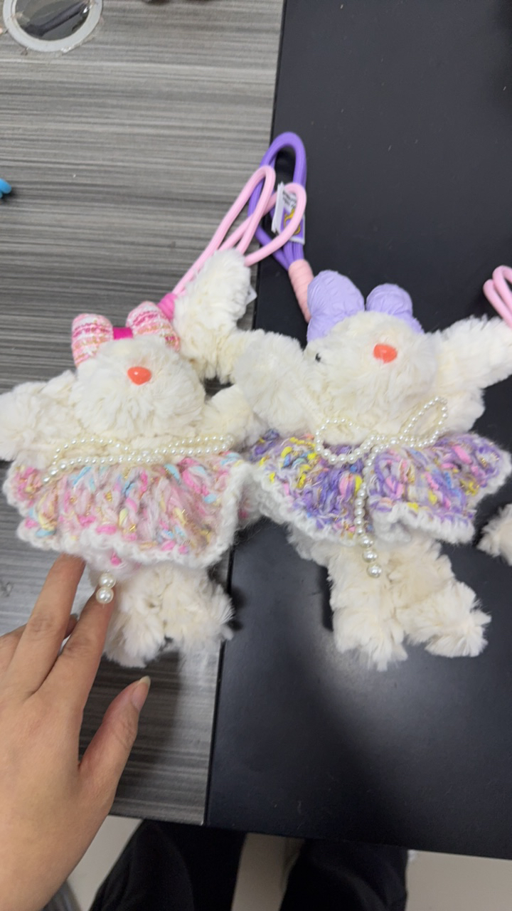 垂耳兔毛绒公仔挂饰可爱包包挂件钥匙扣礼物2只装