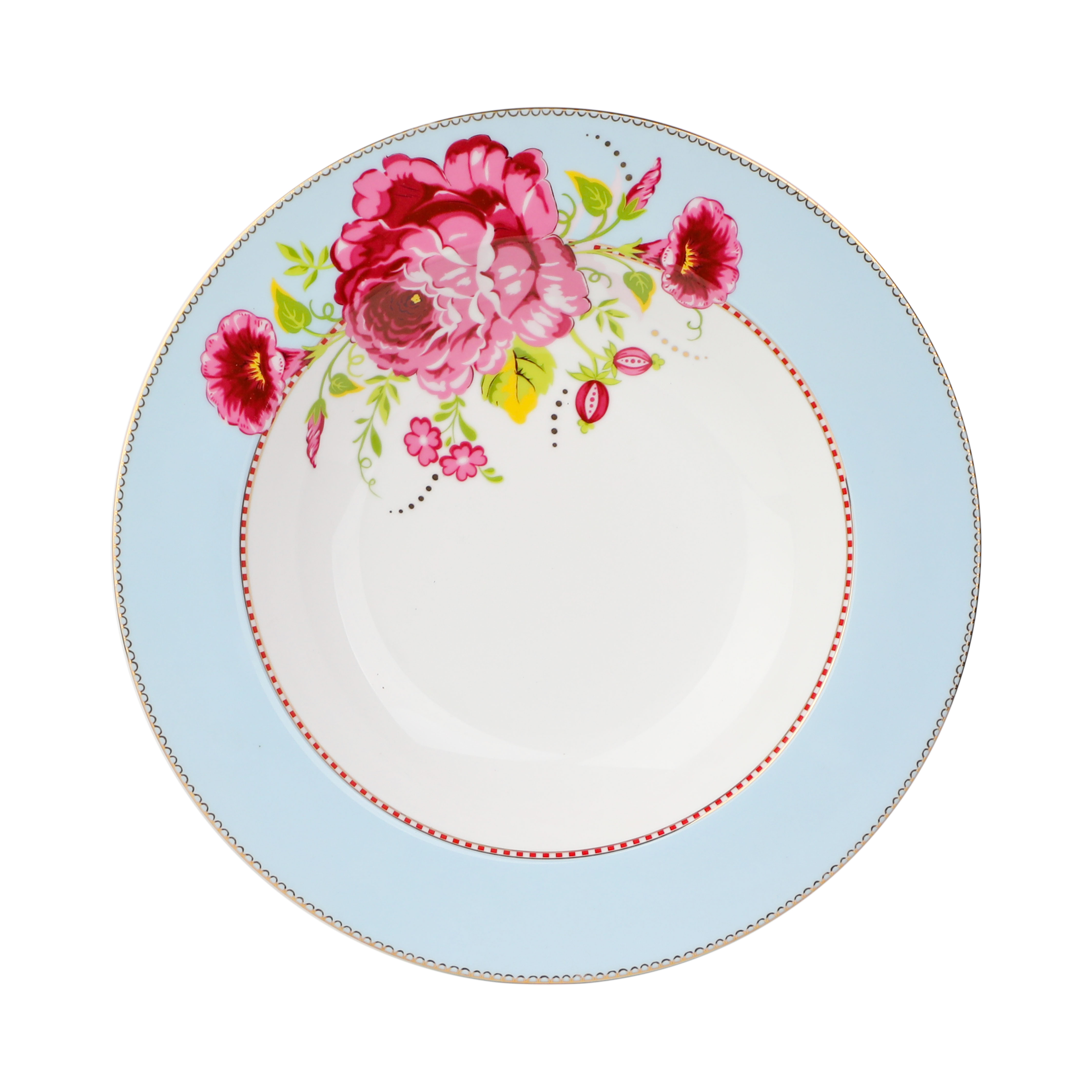 【PS家】27cm 马氏 大花蓝 汤盘 高温白瓷 彩盒装