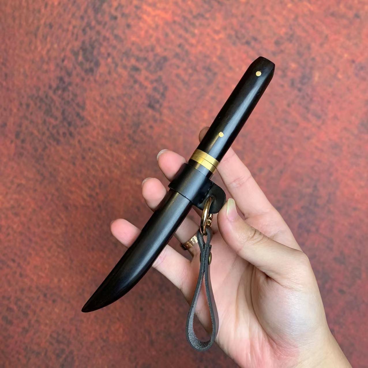 钱塘锻冶大马士革钢切肉刀户外家用削皮便携把玩牛排刀