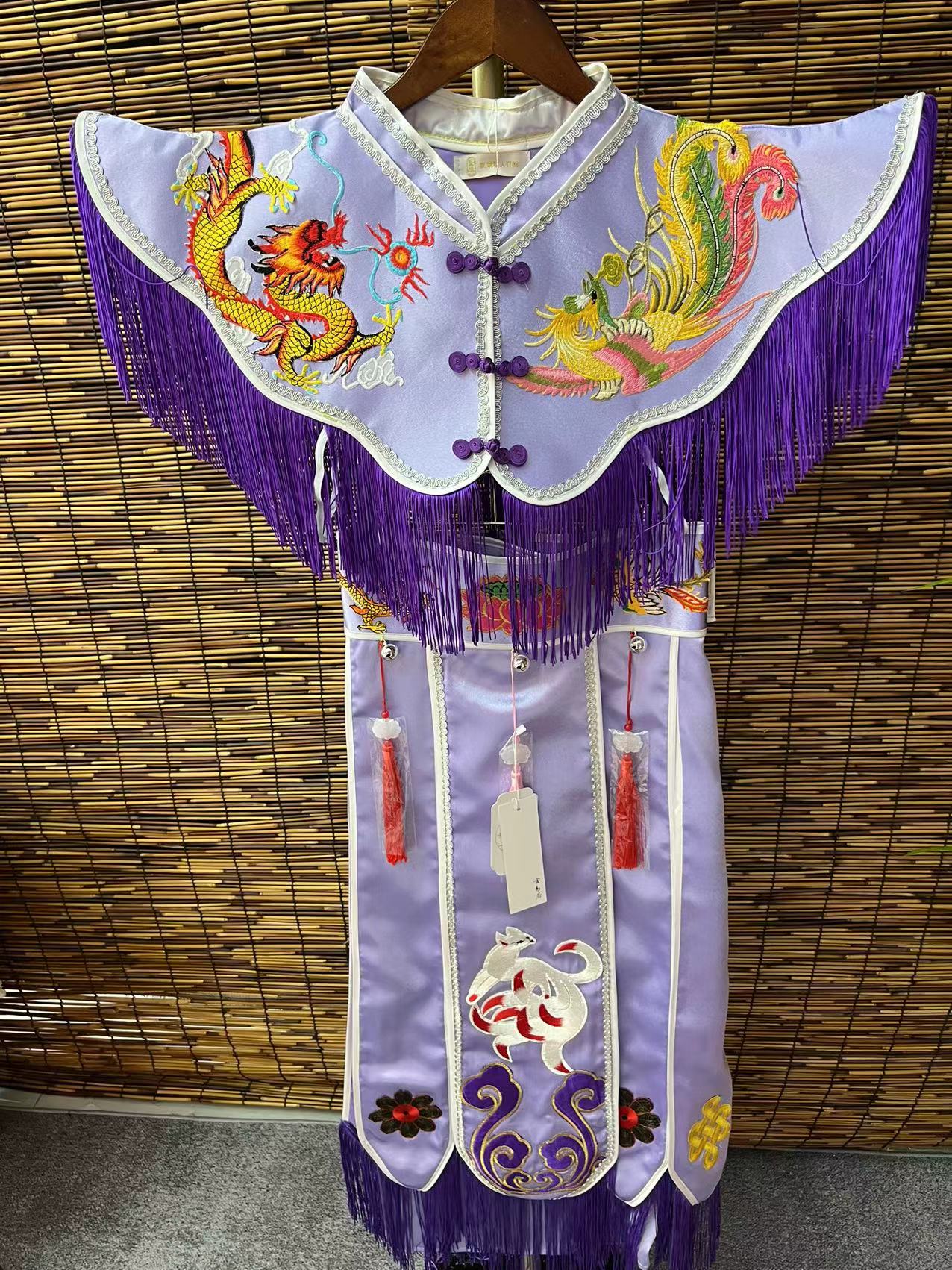 淡紫色龙凤款披肩狐仙款战裙双层亮段面料