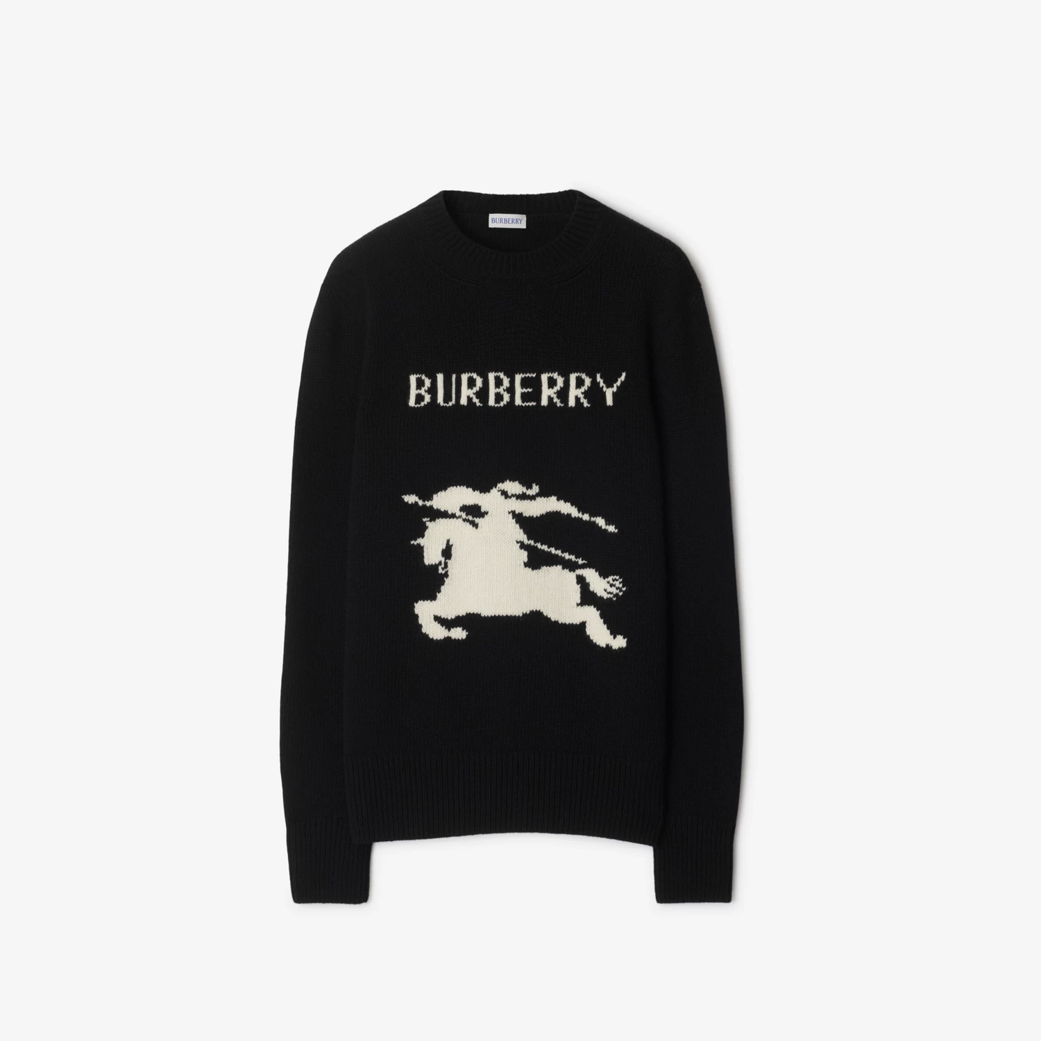 全新未使用 BURBERRY/博柏利 男士长袖黑色印花高领圆领秋冬提花